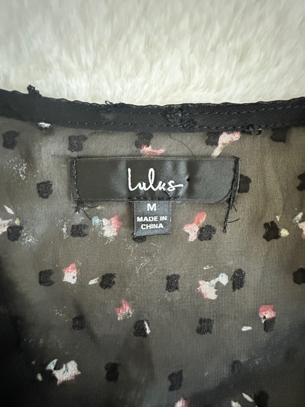 Lulus Best Mood Black Floral Print Long Sleeve Button-up Blouse - Size M - NWOT - Picture 8 of 12